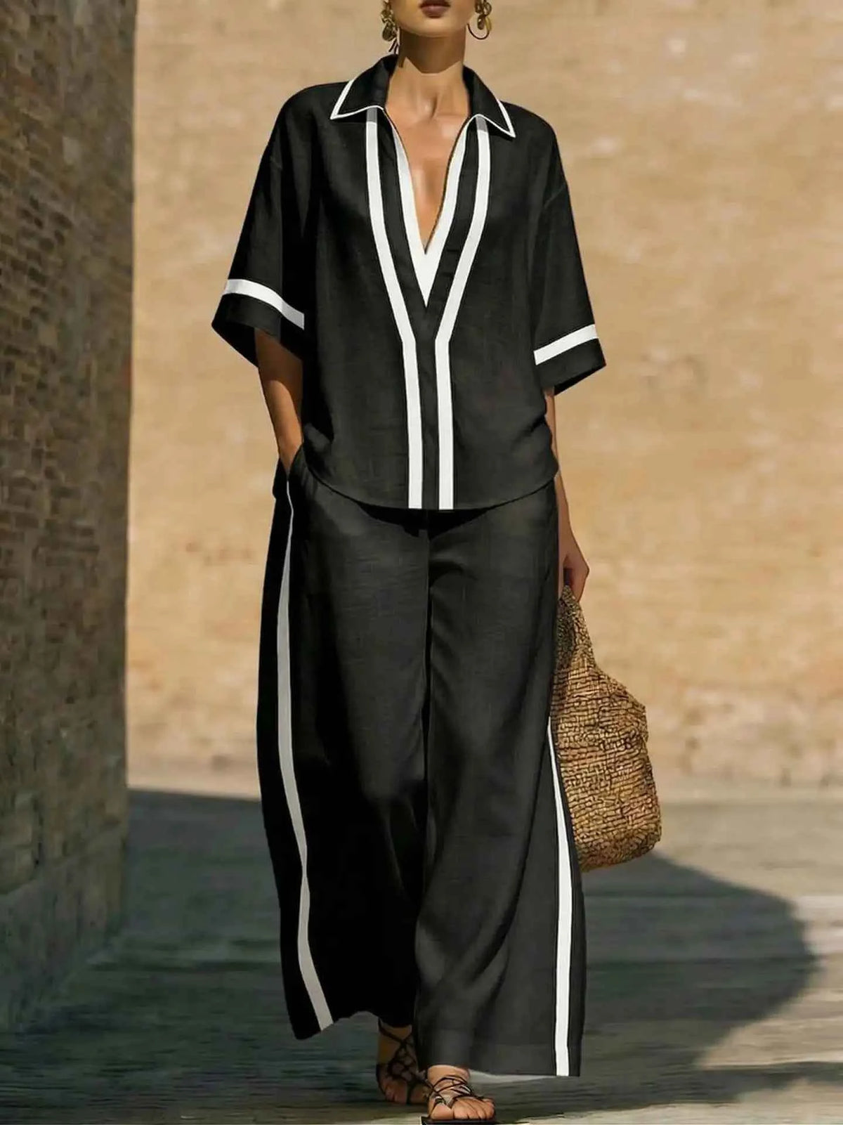 Women's summer loose wide-leg casual suit
