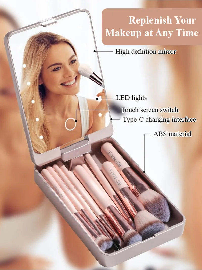 Bellanica - Lighted Makeup Mirror Brush Organizer