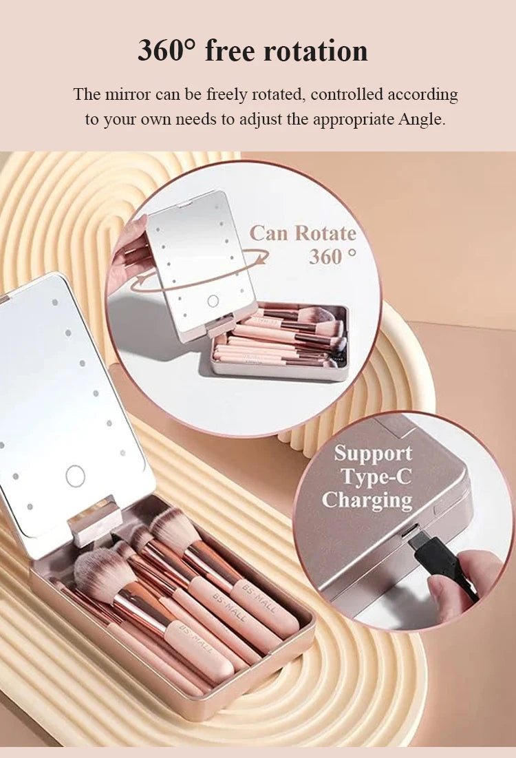 Bellanica - Lighted Makeup Mirror Brush Organizer
