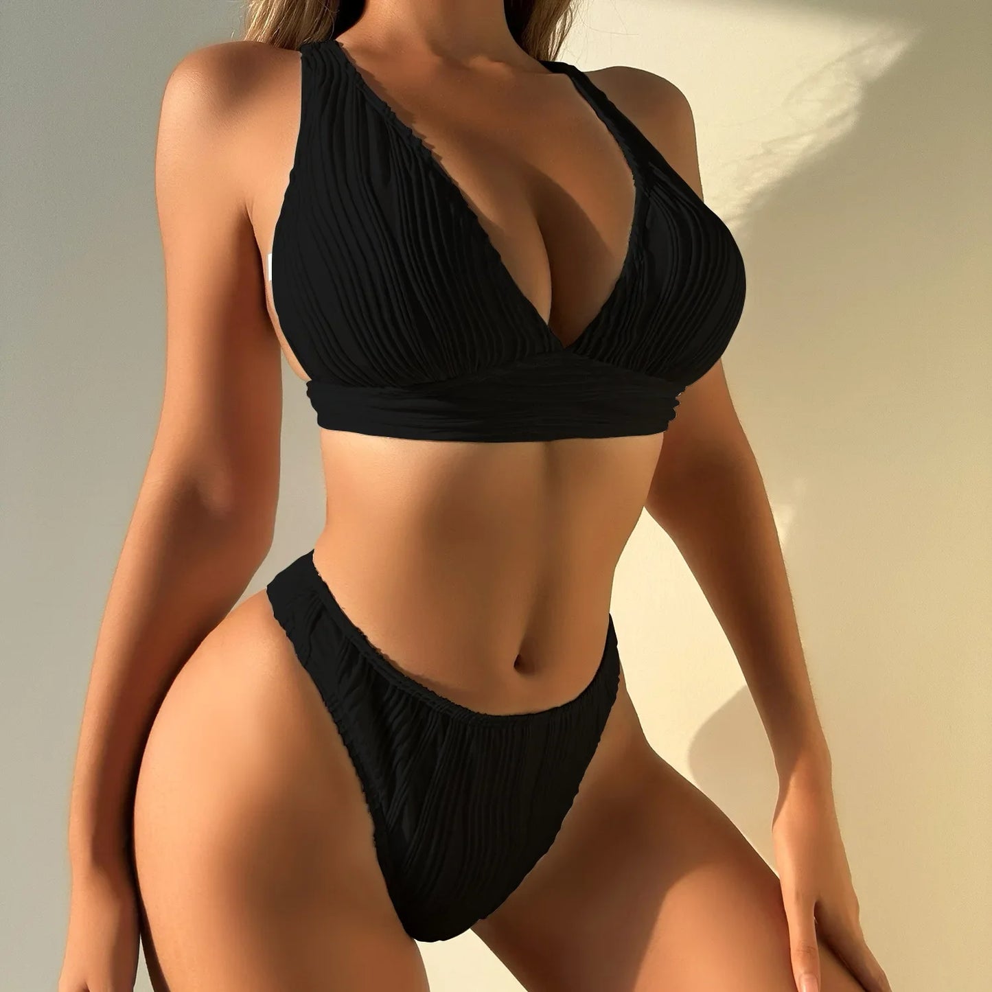 Bellanica - Crinkled High-Cut Bikini Set
