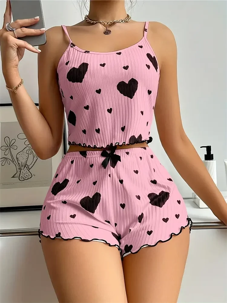 Women's Heart Print Pajama Set