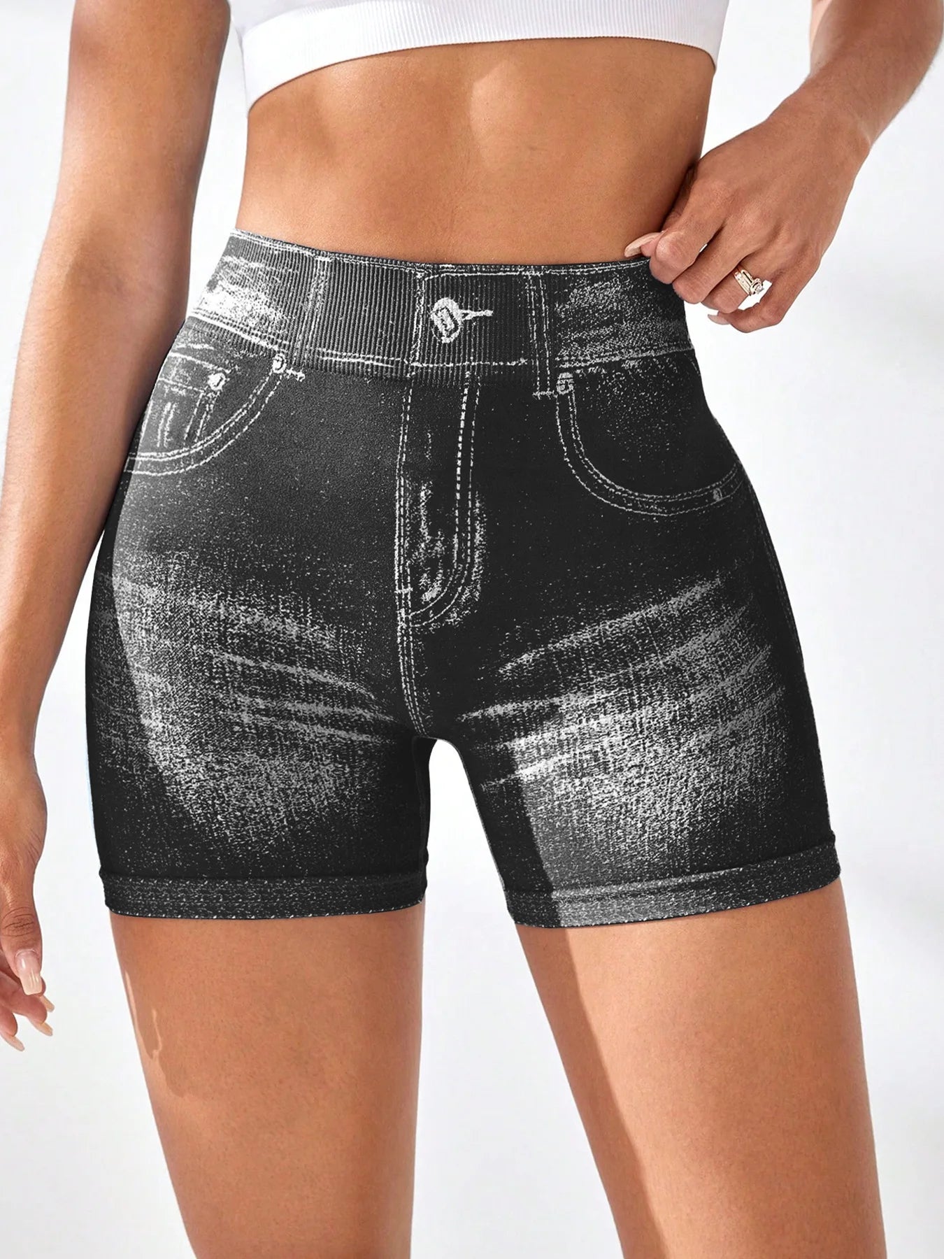 Bellanica - Sexy Seamless Denim Yoga Shorts