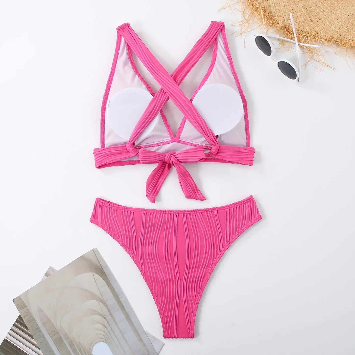Bellanica - Crinkled High-Cut Bikini Set