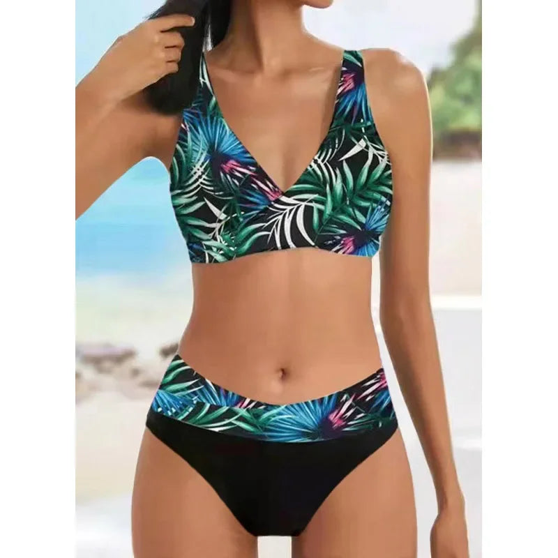 Bellanica - Shiny Print Lace-Up Bikini Set