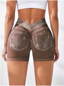 Bellanica - Sexy Seamless Denim Yoga Shorts