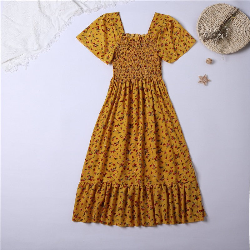 Bellanica - Floral Chiffon Pleated Midi Dress