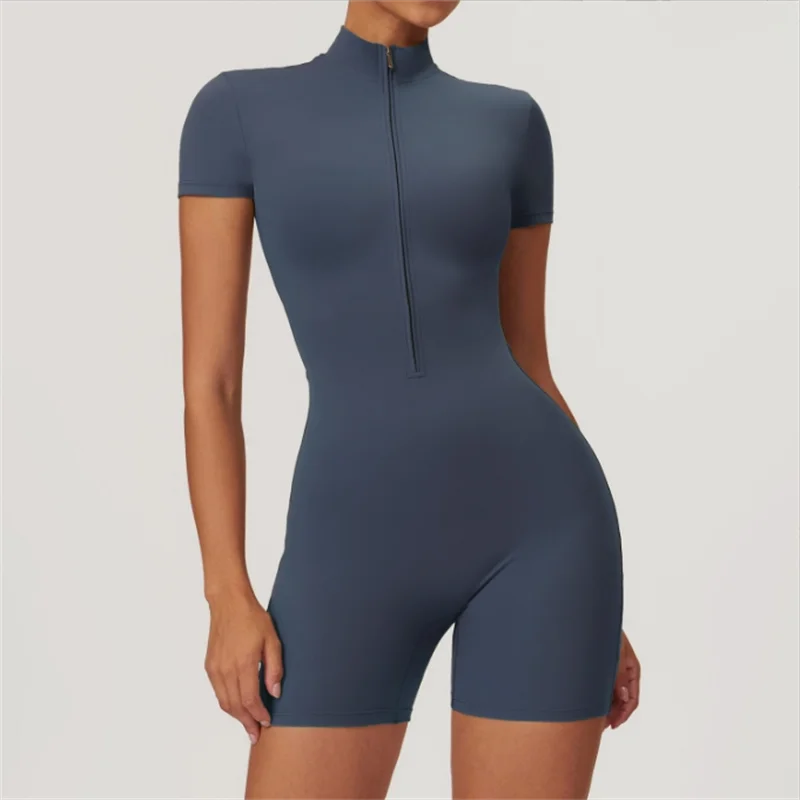 Bellanica - Nude zip-up yoga jumpsuit, fitted
