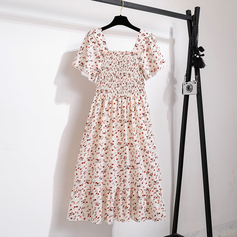 Bellanica - Floral Chiffon Pleated Midi Dress