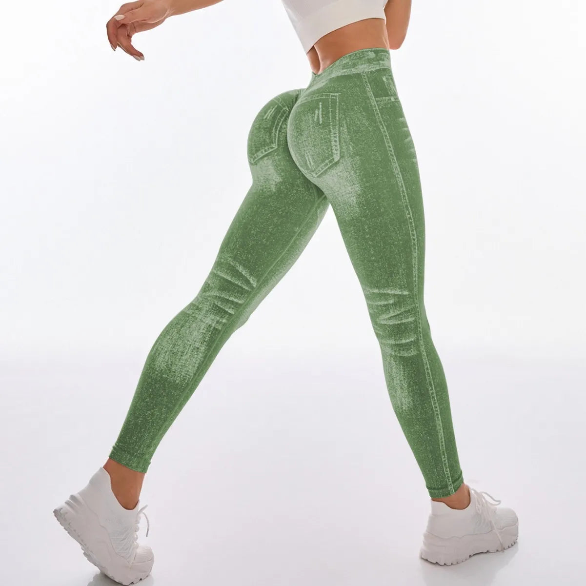 Bellanica - Seamless Faux Jeans Fitness Leggings