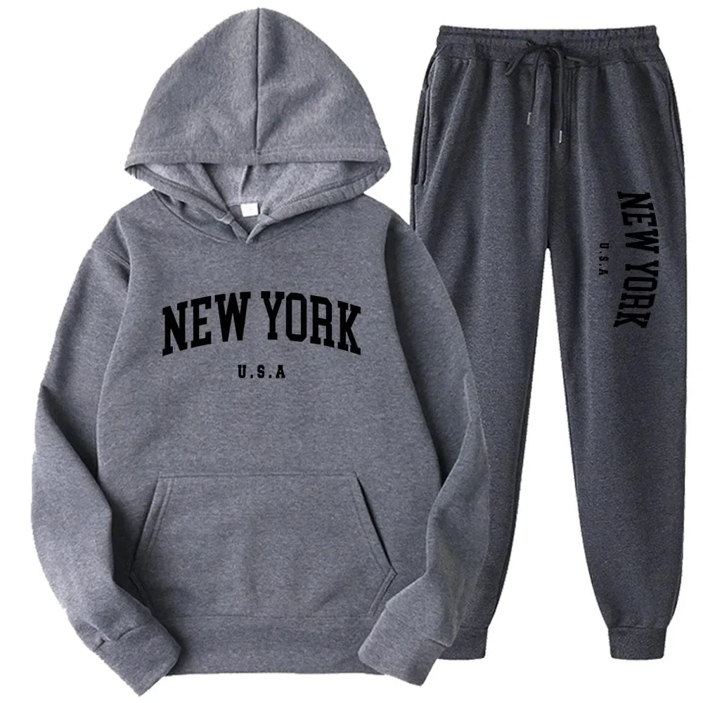 Bellanica - New York Print Casual Hoodie Set