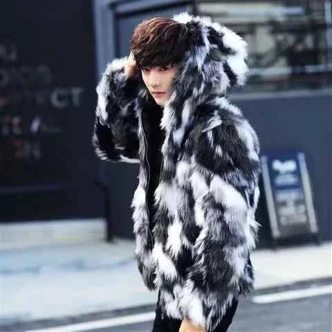 Men’s Hip-Hop Faux-Fur Coat