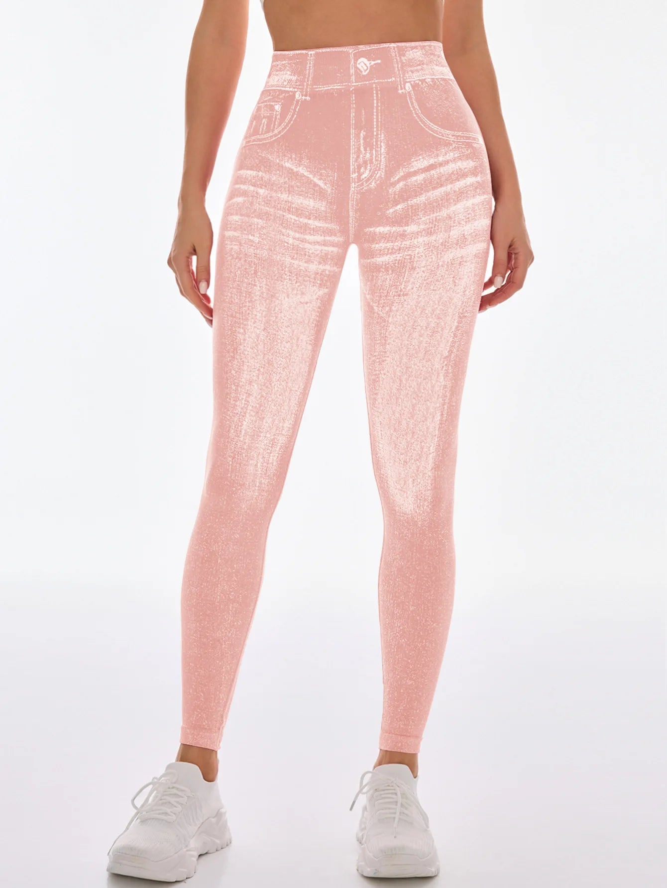Bellanica - Faux Denim V-Back Gym Leggings