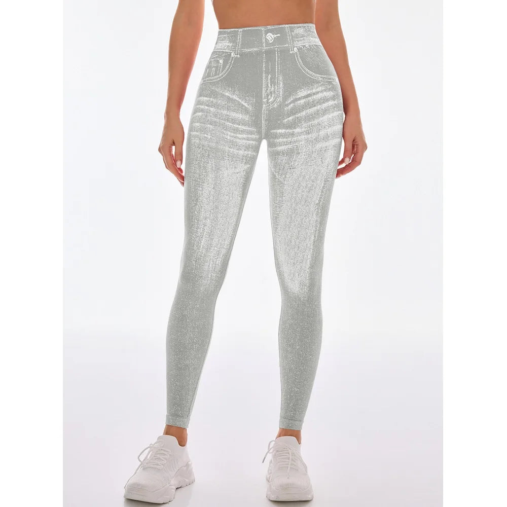 Bellanica - Seamless Faux Jeans Fitness Leggings