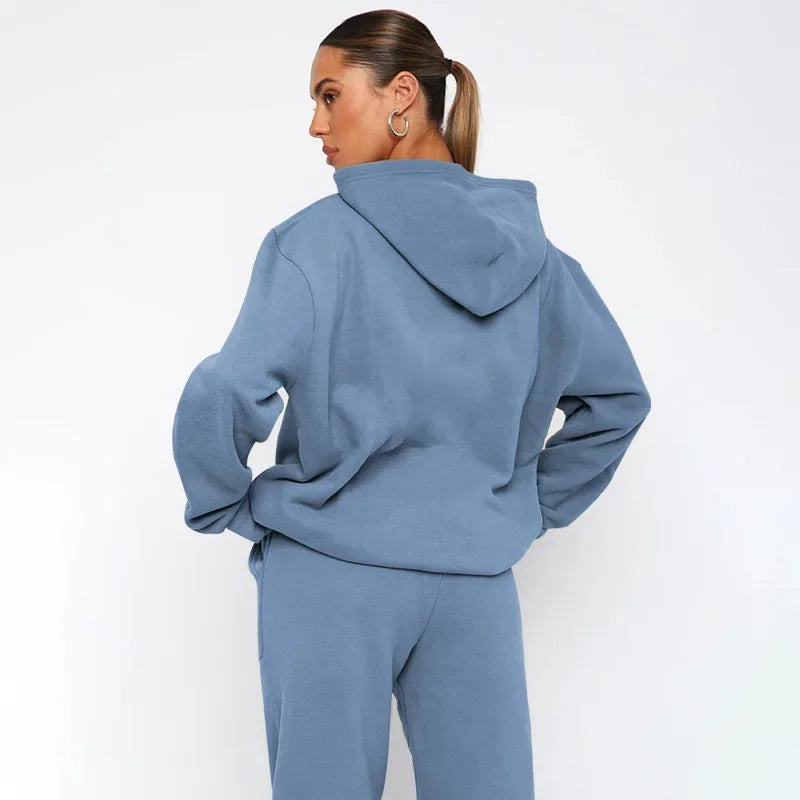 Bellanica - Women's Solid Hooded Sweatshirt Set