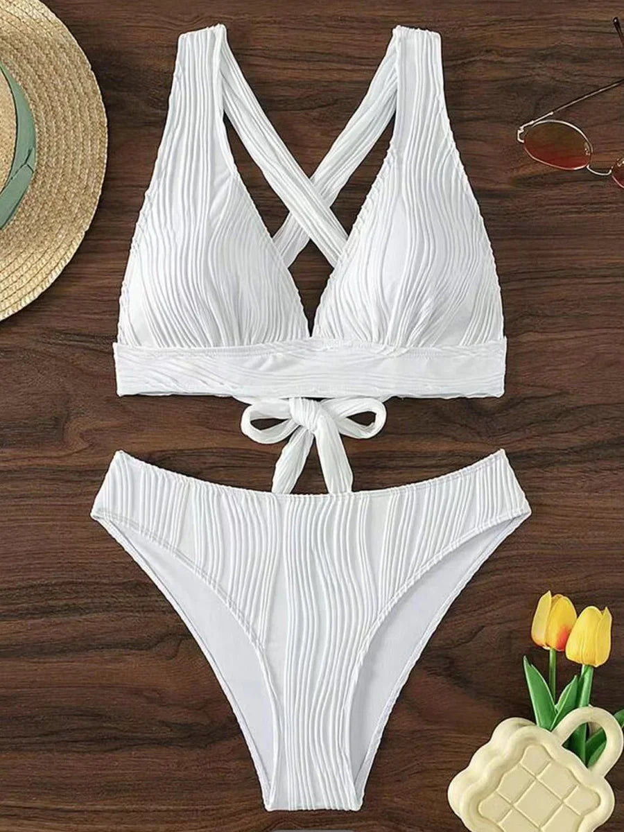 Bellanica - Crinkled High-Cut Bikini Set
