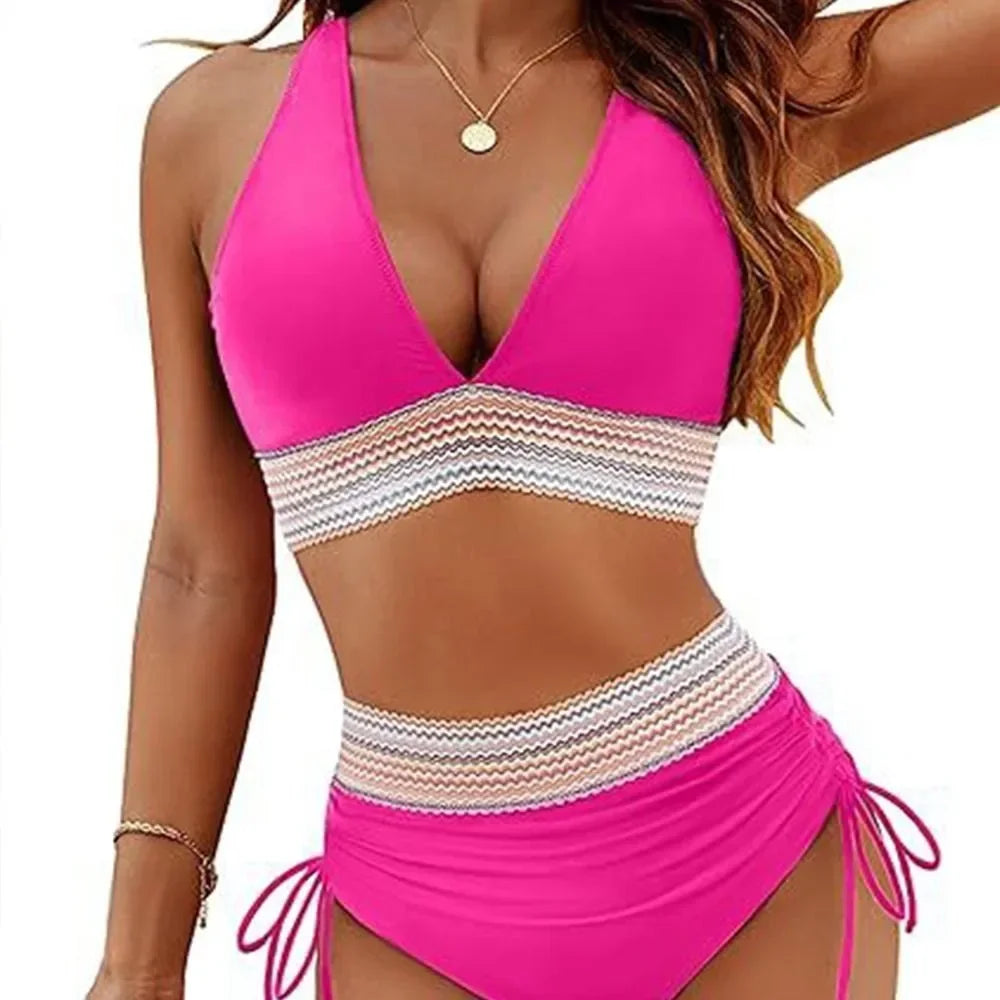 Bellanica - Drawstring High-Waist Bikini Set