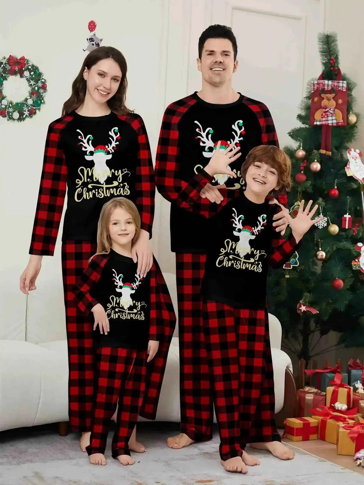 Elk Plaid Family Pajamas
