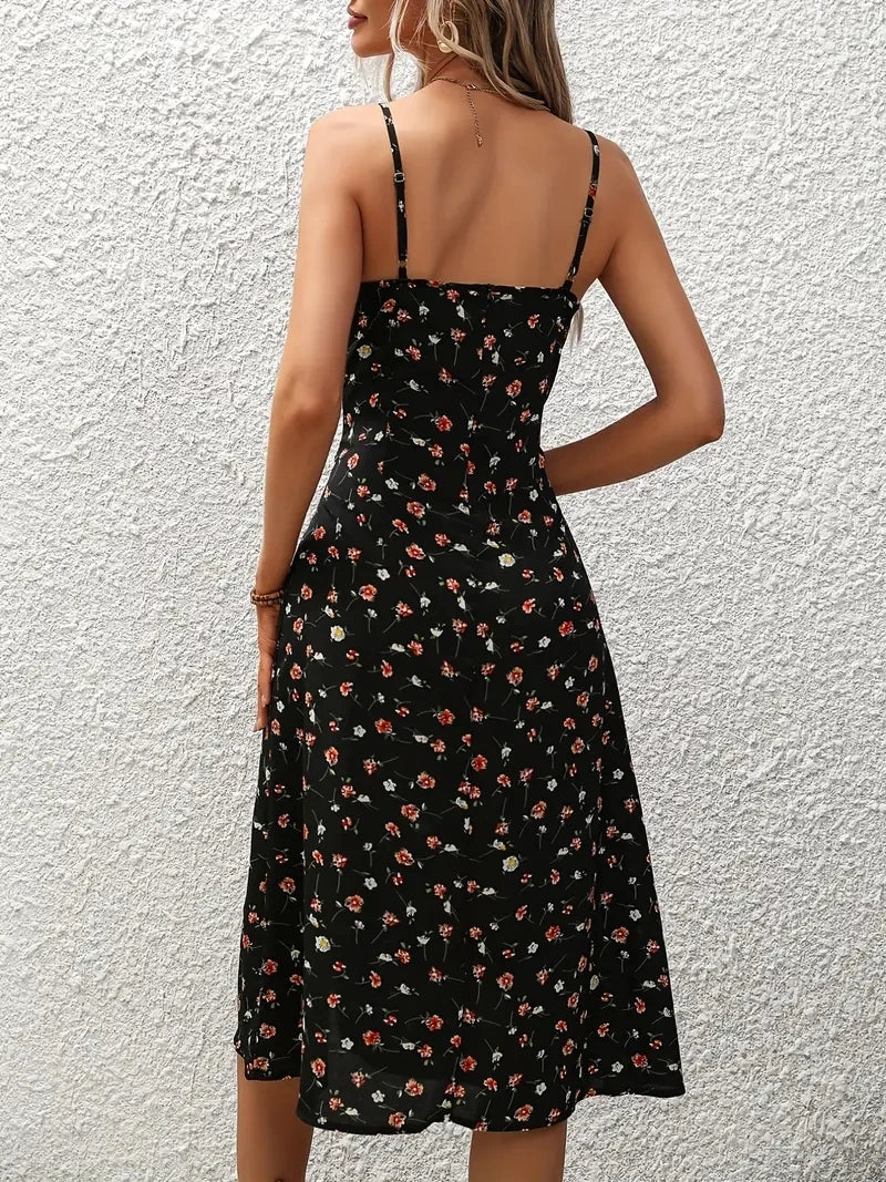 Bellanica - Boho Floral Spaghetti Strap Dress