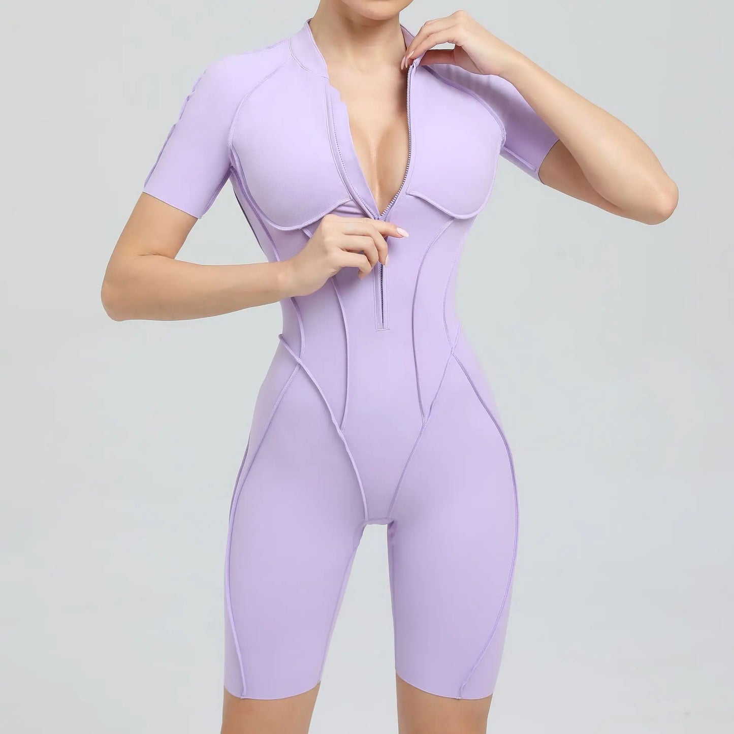 Bellanica - Seamless Zipper Yoga Gym Jumpsuit