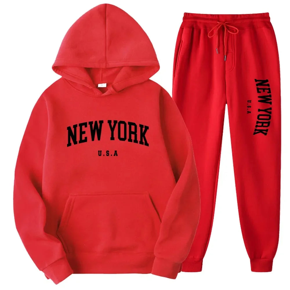 Bellanica - New York Print Casual Hoodie Set