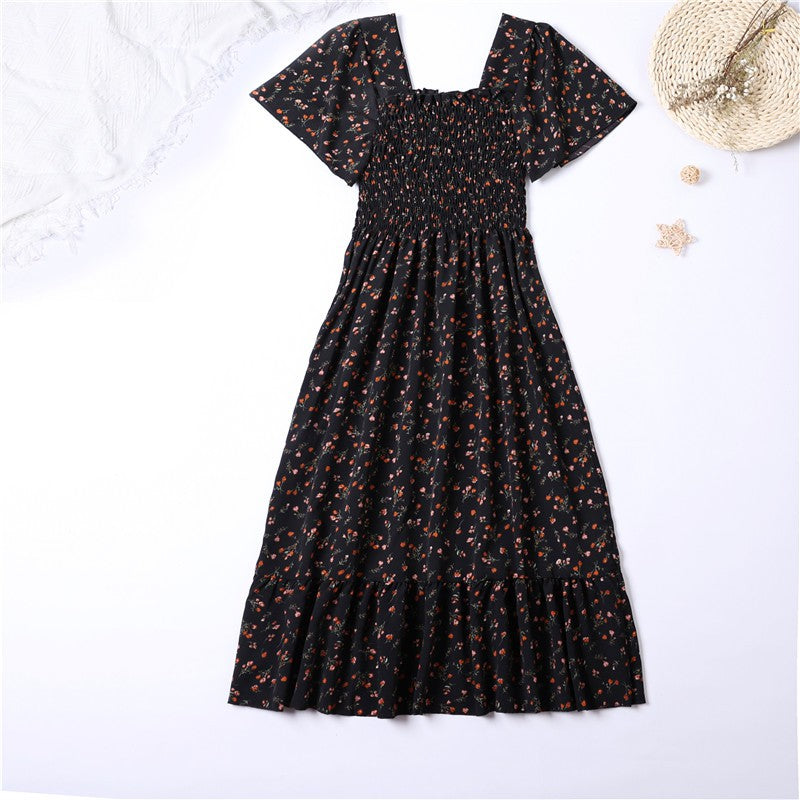 Bellanica - Floral Chiffon Pleated Midi Dress