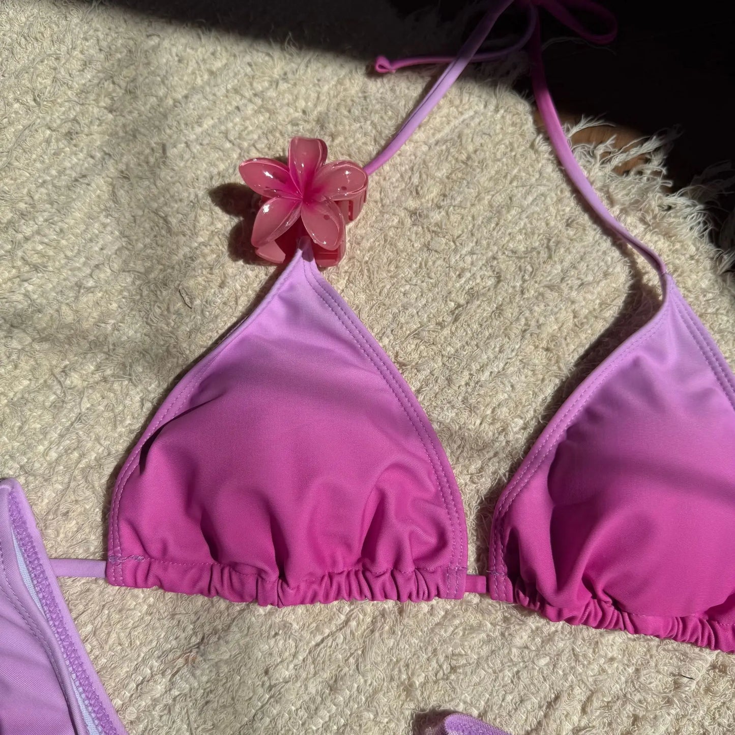 Bellanica - Gradient Halter Bikini Set with Skirt