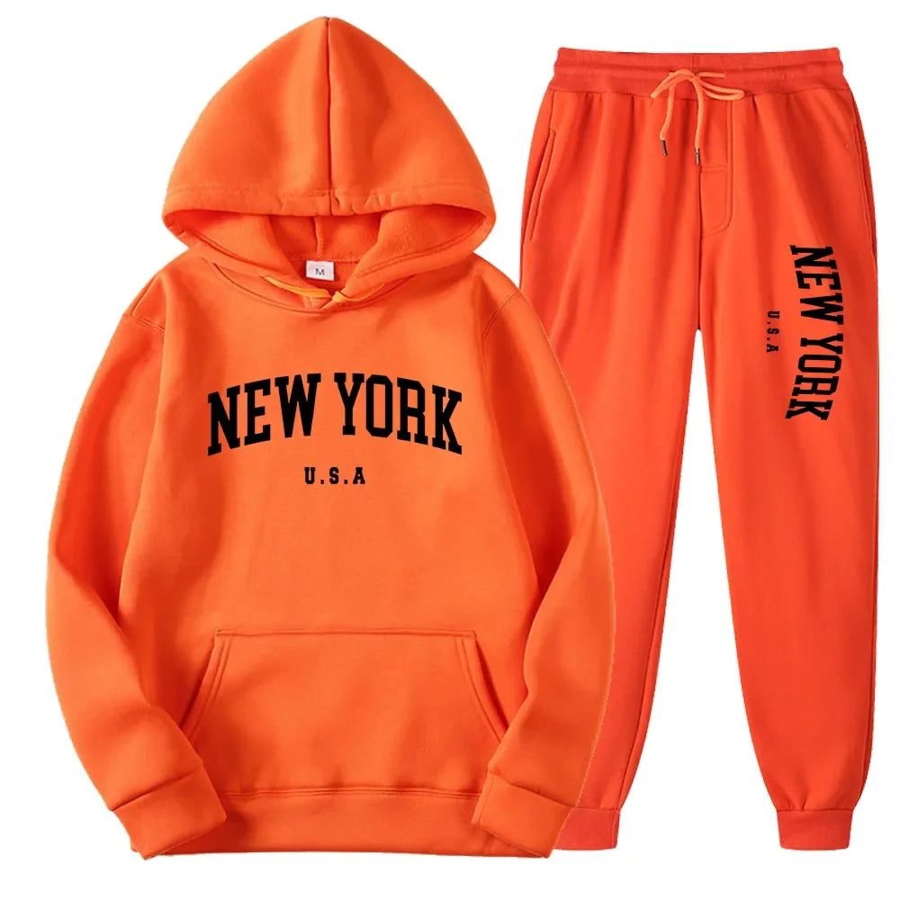 Bellanica - New York Print Casual Hoodie Set