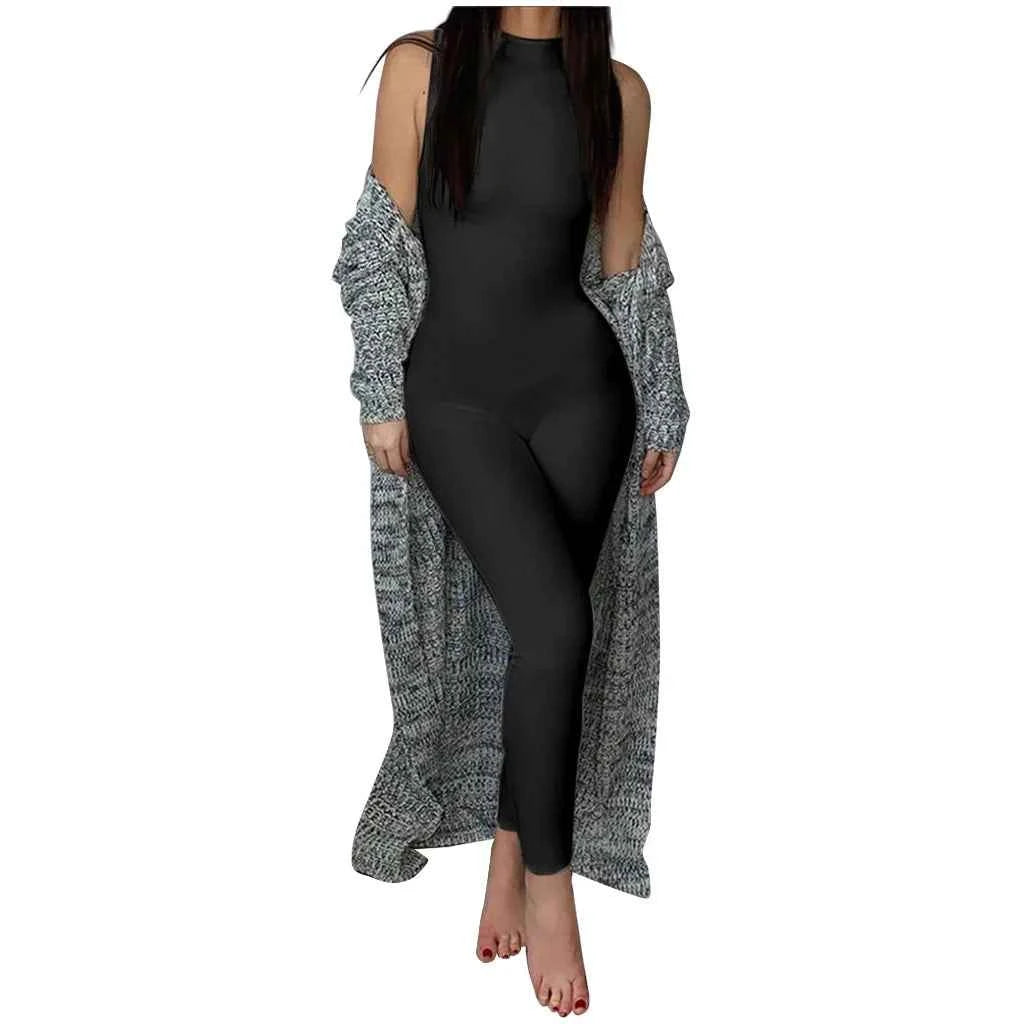 Slim Sleeveless Sporty Pencil Jumpsuit