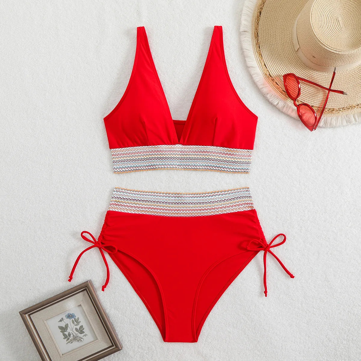 Bellanica - Drawstring High-Waist Bikini Set