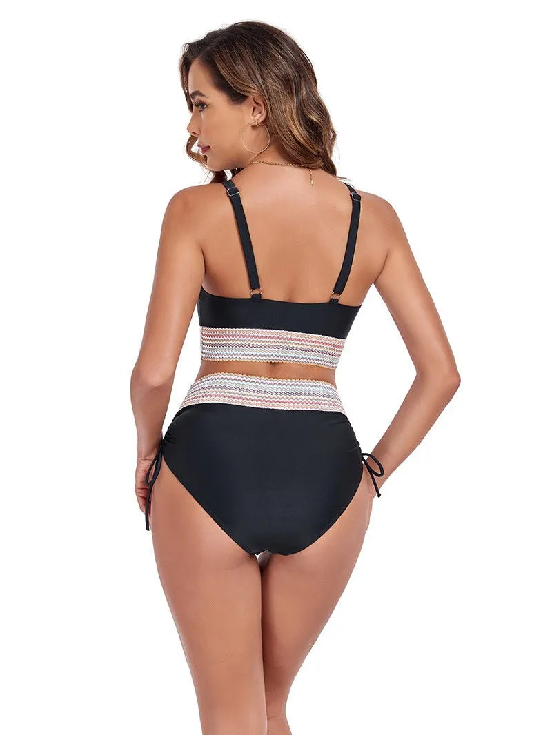 Bellanica - Drawstring High-Waist Bikini Set