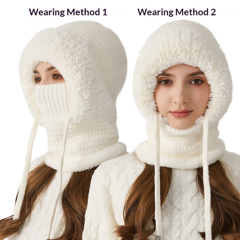 Bellanica - Knitted Hat For Women, Winter Integrated Scarf Beanie