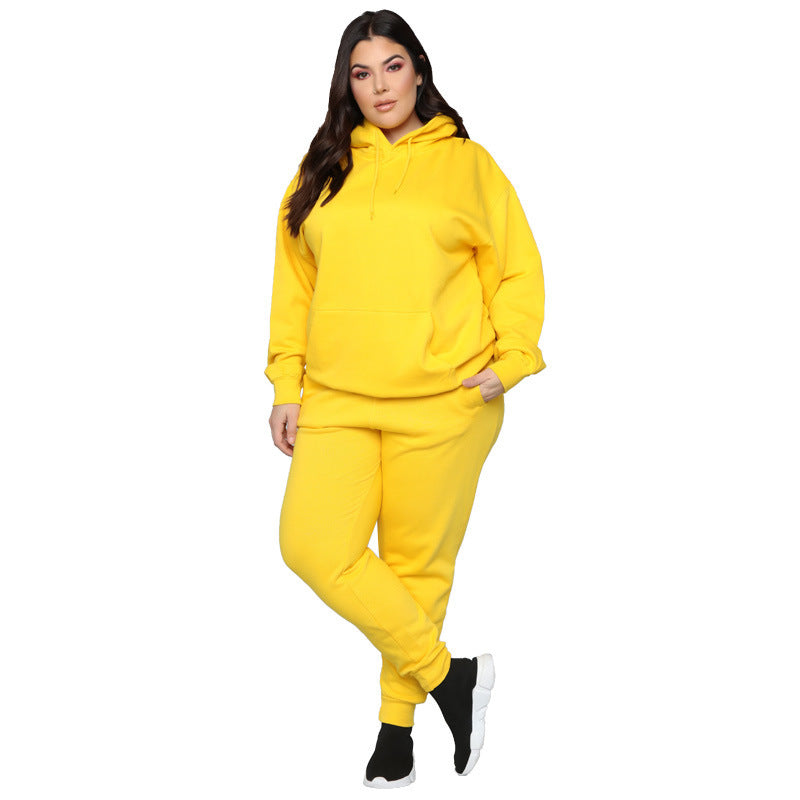 Bellanica - Loose Plus-Size Hooded Sweater Suit