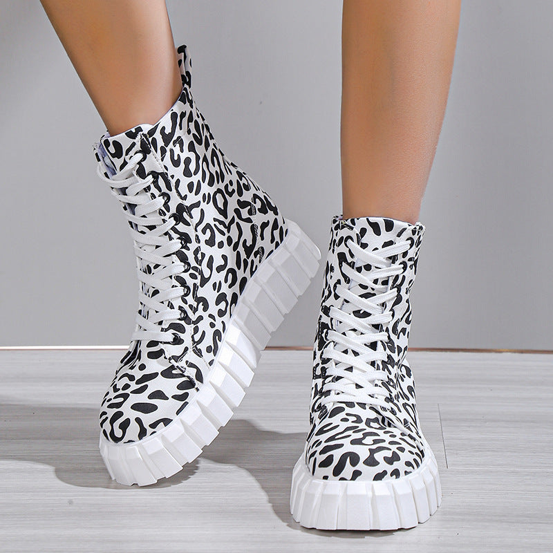 Bellanica - Leopard Print Women Shoes Platform Boots