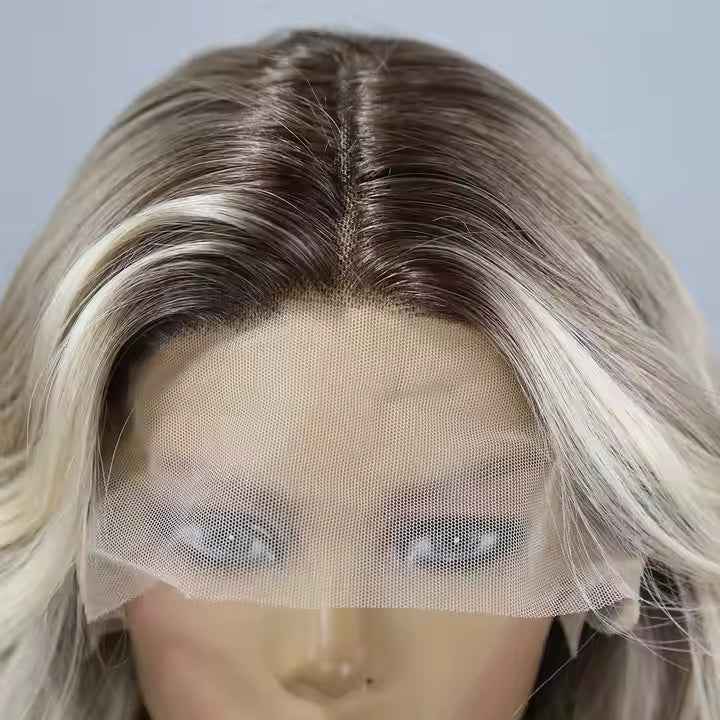 Gold Gradient T-Shaped Wavy Lace Wig