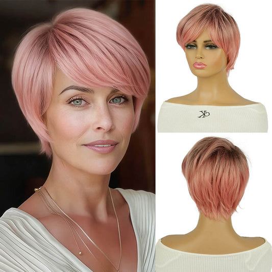 Gradient Bob Wig Full Headpiece - front view
