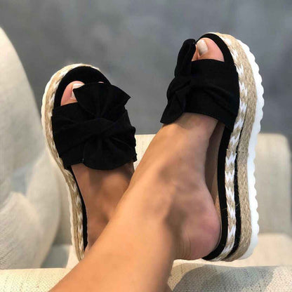 Women's Bow Slippers Platform Sandals