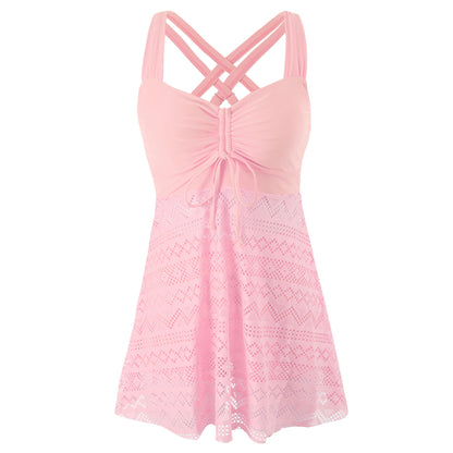 Lace One Piece Swimsuit | Elegant Solid Color Swimwear