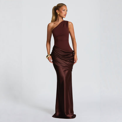 Slim Off-Shoulder Bodycon Maxi Evening Gown - back view