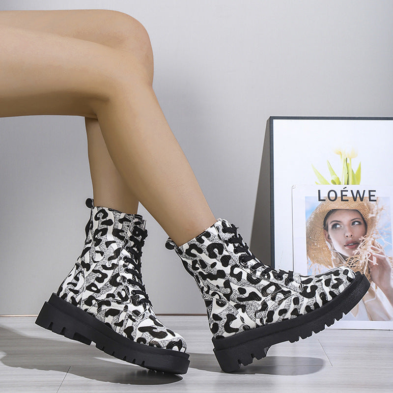 Bellanica - Leopard Print Martin Boots