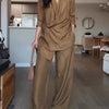 Satin Blouse and Wide Leg Pants Set | Bellanica Elegant Outfit