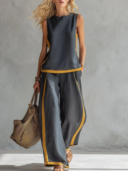 High-Waist Wide-Leg Casual Set