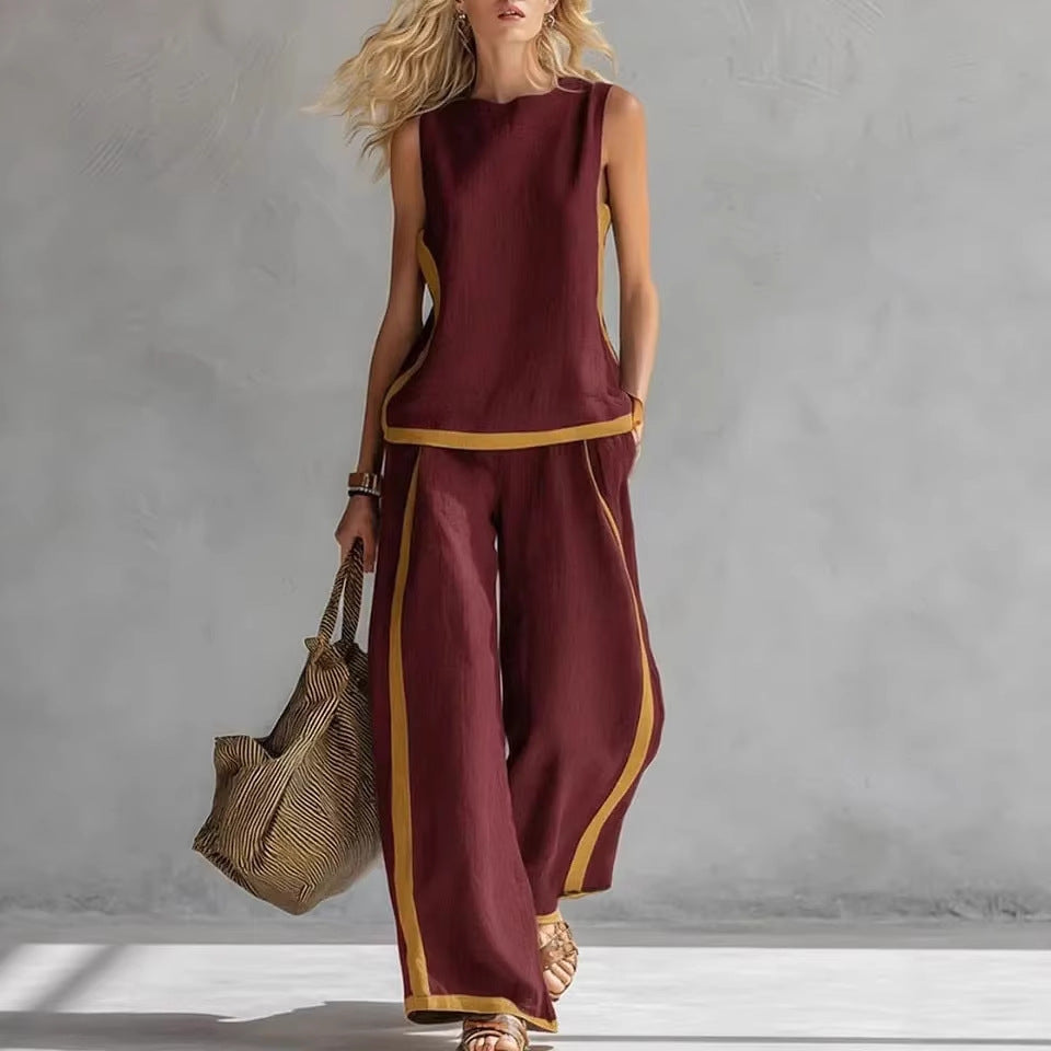 High-Waist Wide-Leg Casual Set