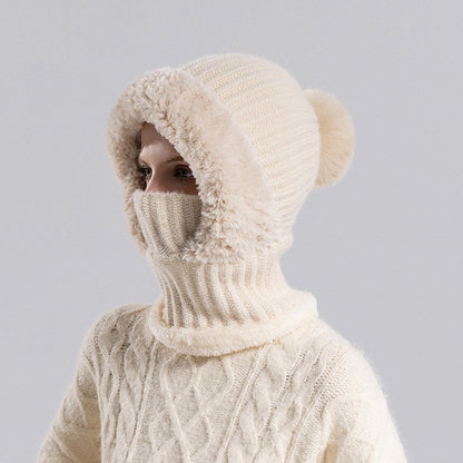 Bellanica - Knitted Hat Scarf Mask One-piece Hat Women's Winter