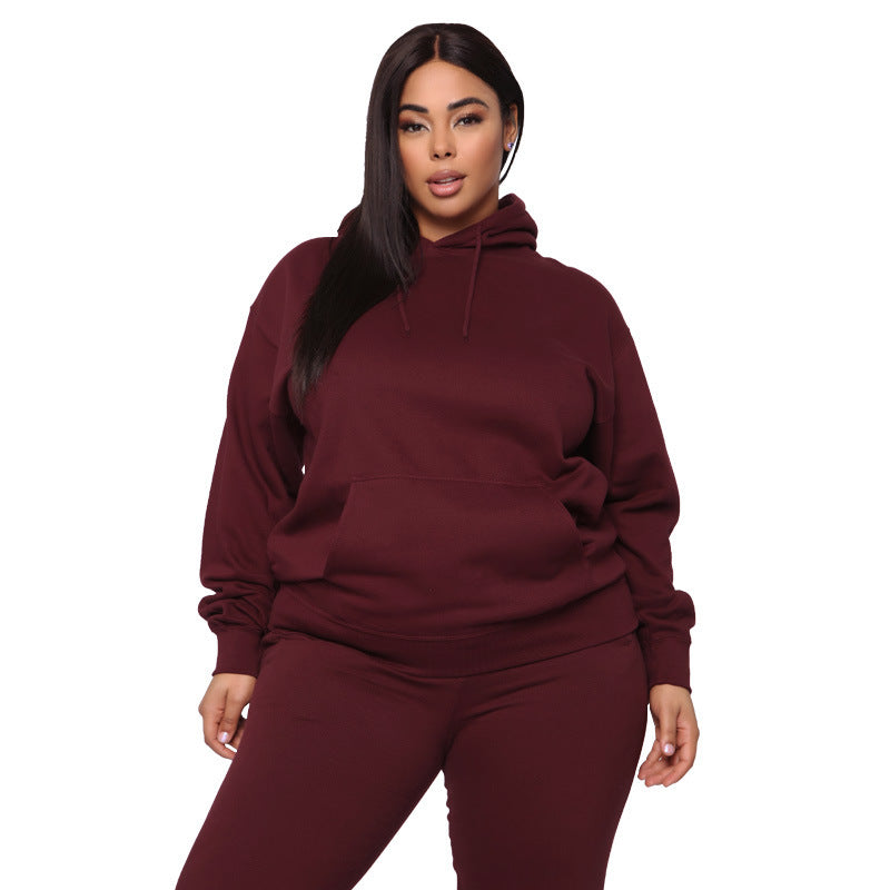 Bellanica - Loose Plus-Size Hooded Sweater Suit