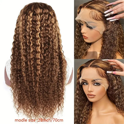 Medium Brown Mixed Color Curly Wig - back view