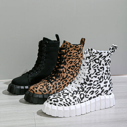Bellanica - Leopard Print Women Shoes Platform Boots
