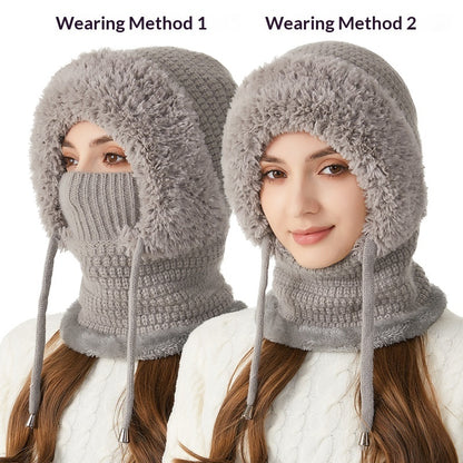 Bellanica - Knitted Hat For Women, Winter Integrated Scarf Beanie
