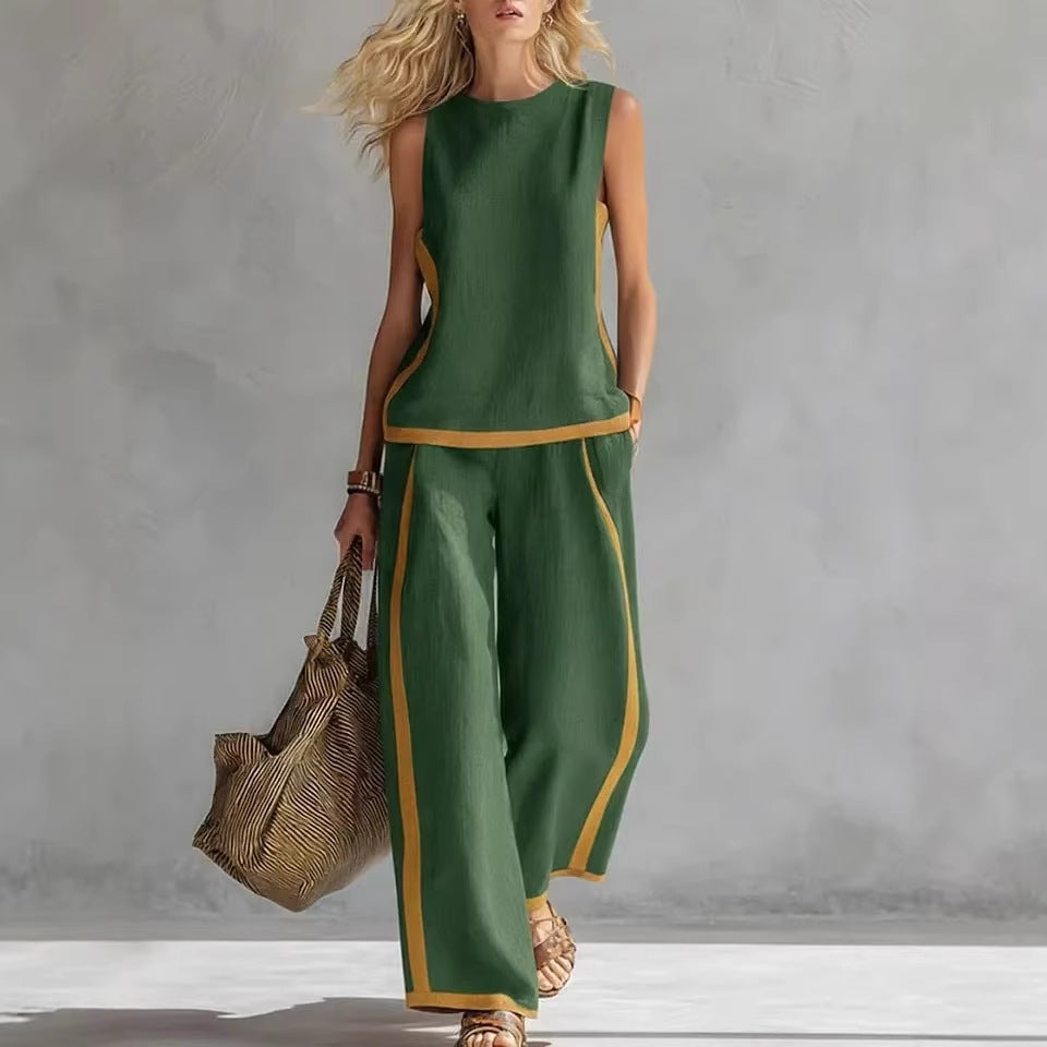 High-Waist Wide-Leg Casual Set