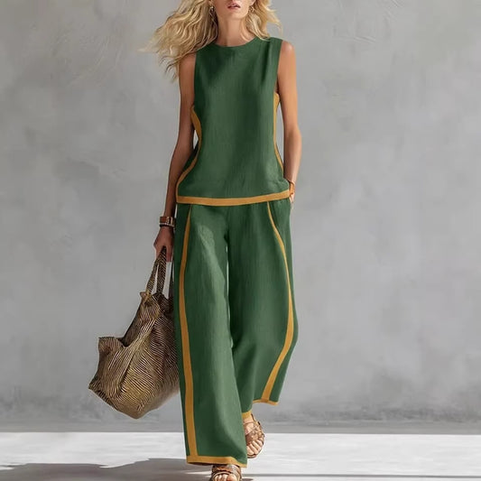 High-Waist Wide-Leg Casual Set