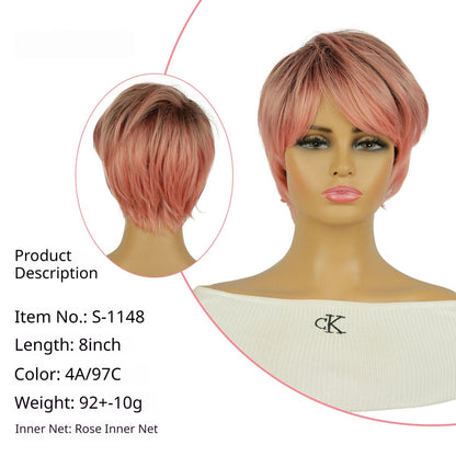 Gradient Bob Wig Full Headpiece - close-up